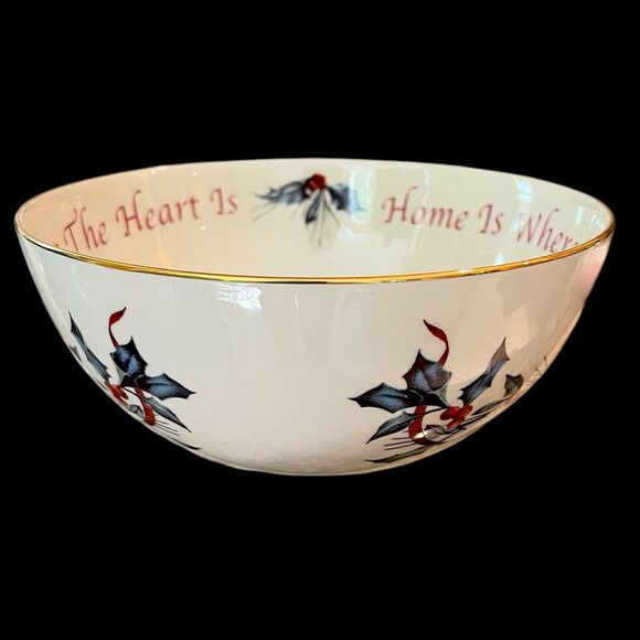 Lenox Winter Greetings Serving/Sentiment Bowl “Home is Where the Heart Is” - Picture 5 of 12